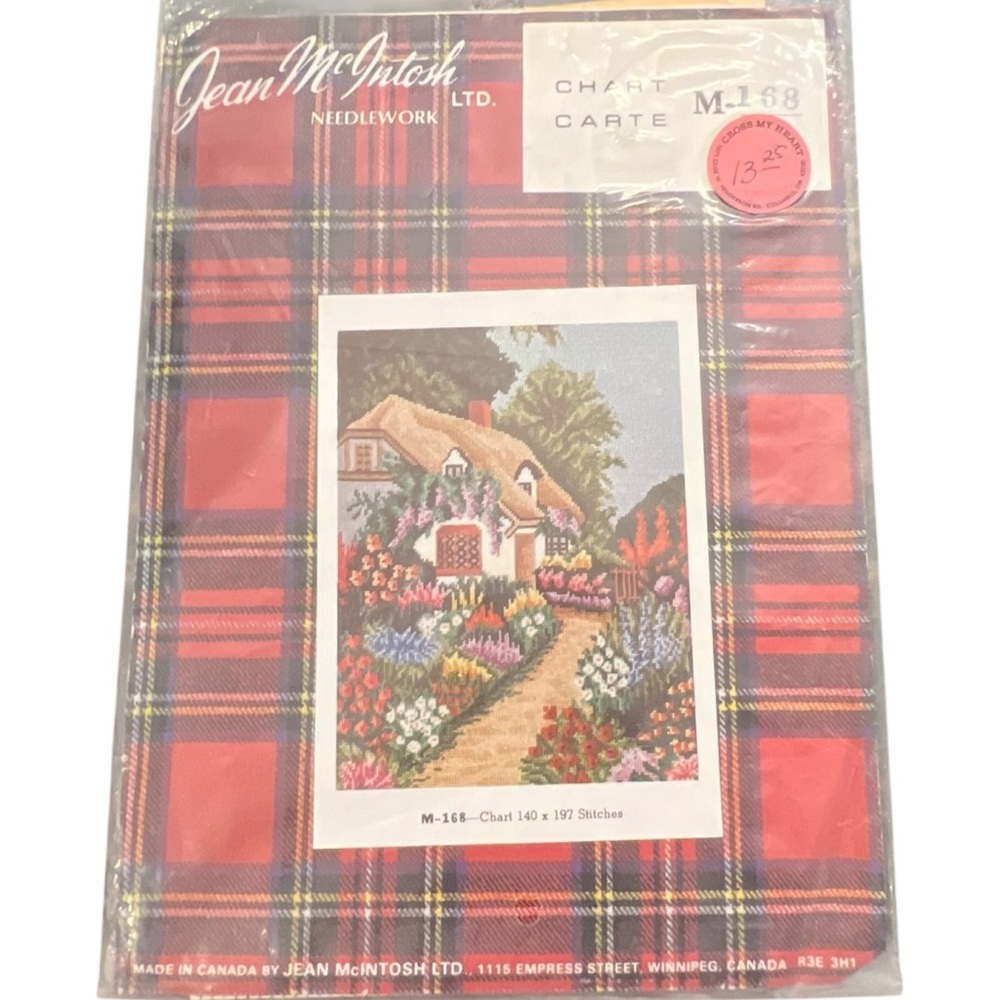 Jean McIntosh‎ Cottage Floral Gardens Needlepoint Pattern Chart M-168 VTG PRETTY